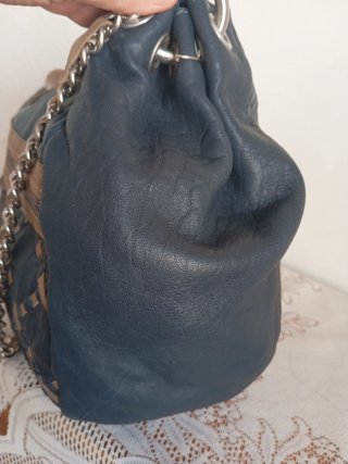 Bolso Uterque Piel Azul marino, casi negro y Marró