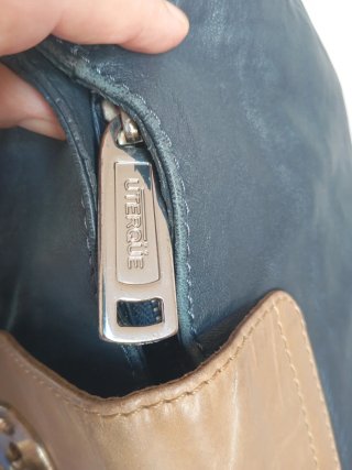 Bolso Uterque Piel Azul marino, casi negro y Marró