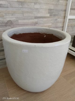 Maceta Grande Cerámica Blanca y Marrón