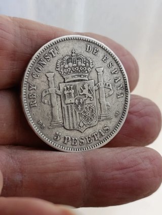 Moneda Plata Alfonso XII  año 1877 España