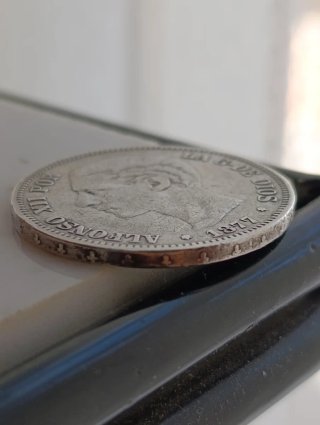 Moneda Plata Alfonso XII  año 1877 España