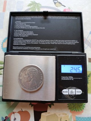 Moneda Plata Alfonso XII  año 1877 España