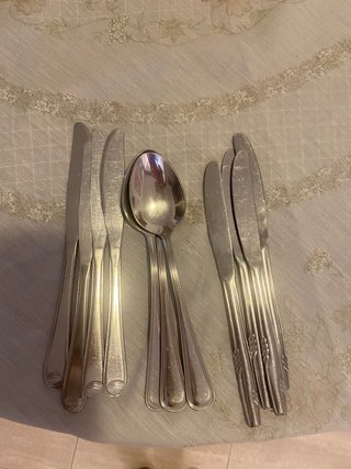 Set 12 cubiertos metal plateado