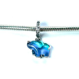 Charm Elefante Murano Azul y Turquesa
