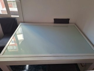 Mesa de comedor cristal y metal  1,50 cm  3 m abie