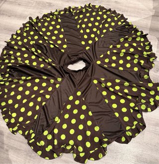 Falda Sevillanas lunares marrón y verde