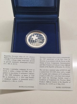 Moneda Plata 30 Euro Eslovenia 2016