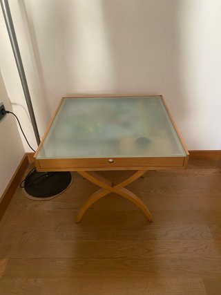 Mesa auxiliar vintage cristal y madera