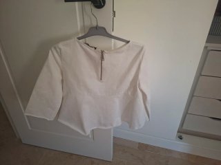 Blusa Zara Blanca Volantes