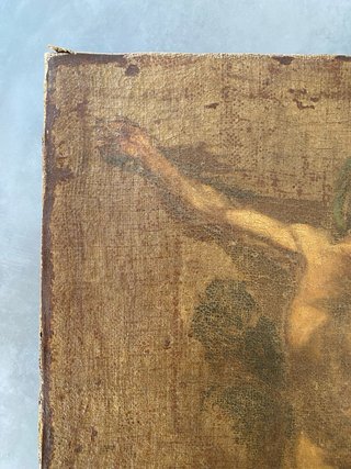 Cristo crucificado óleo antiguo s. XVII-XVIII