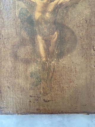 Cristo crucificado óleo antiguo s. XVII-XVIII