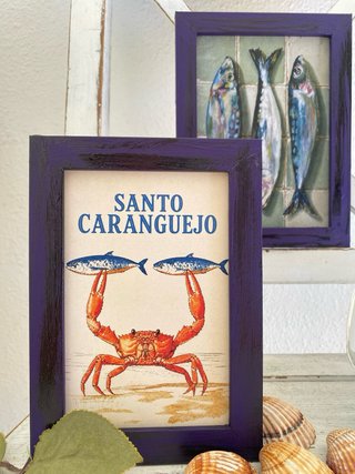 Lote cuadros morados envejecidos sardinas