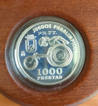 Moneda 1000 pesetas plata Paralimpicos SILLA RUEDA