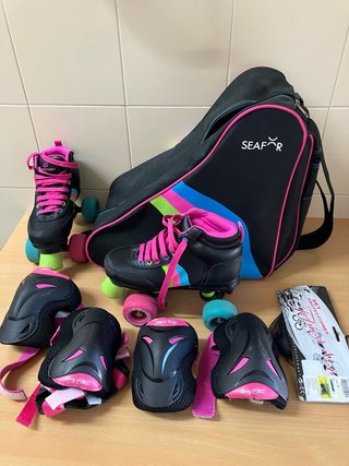 Patines infantiles de ruedas, protecciones y bolsa