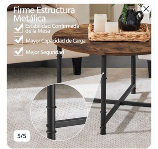 Mesa de centro redonda madera y metal
