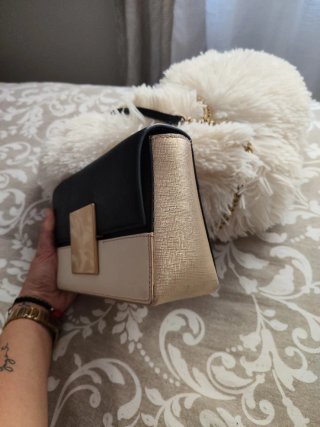 Bolso Purificación García negro, beige y oro