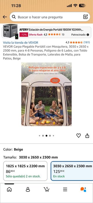 VEVOR Carpa Portátil con Mosquitera Beige