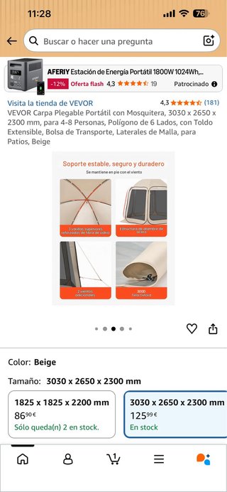 VEVOR Carpa Portátil con Mosquitera Beige