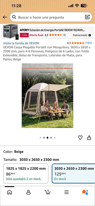 VEVOR Carpa Portátil con Mosquitera Beige