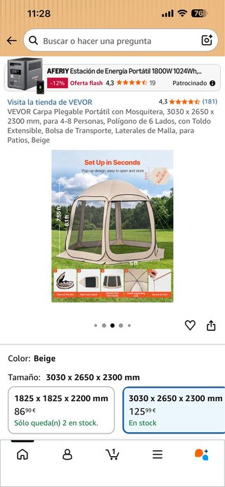 VEVOR Carpa Portátil con Mosquitera Beige