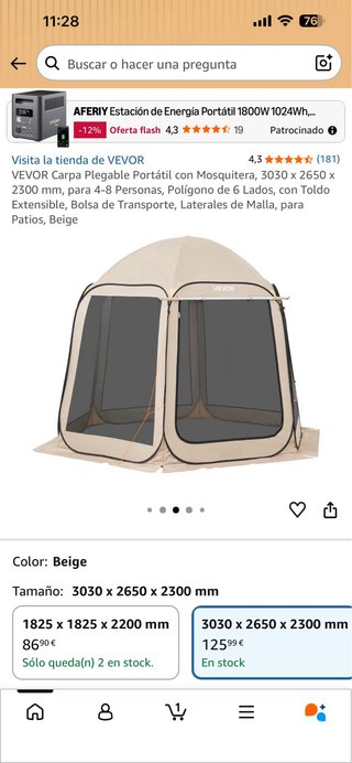 VEVOR Carpa Portátil con Mosquitera Beige