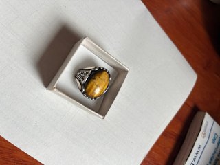 Anillo Plata Ojo de Tigre Hombre