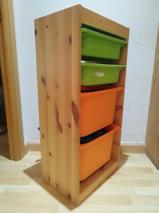Cajonera Ikea Madera Naranja y Verde