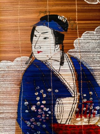 Kakemono Sudare Antiguo Japonés Pintado a Mano