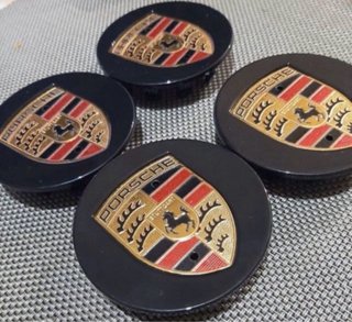 4x Tapabujes llantas Porsche 76mm Preto