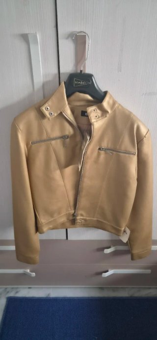 Chaqueta Beige y Marrón con Cremallera