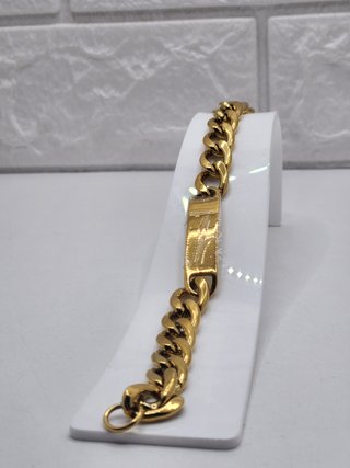 Esclava Acero Chapado Oro Grabado Gratis