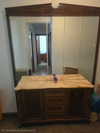 Mueble recibidor madera y mármol