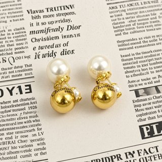 Pendientes Dior Perla Dorados Elegantes
