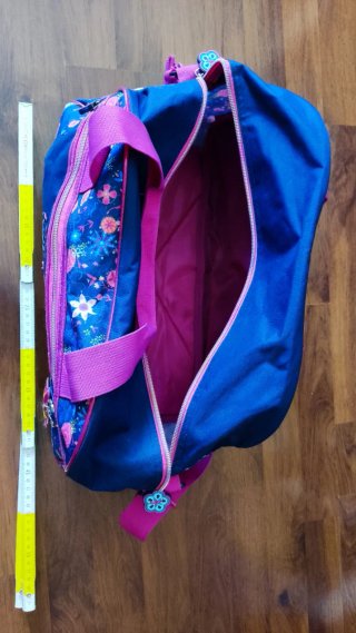 Bolsa de deporte infantil azul y rosa