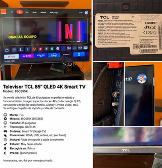 TV TCL 85 QLED 4K Smart TV 85C655K