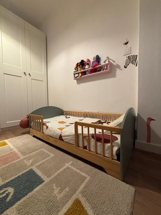 Cama infantil 70x140 verde salvia y madera