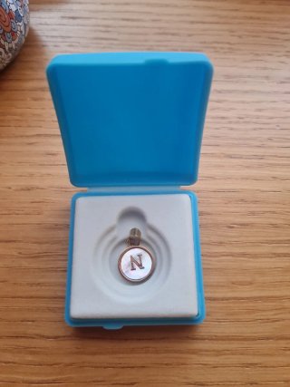 Colgante inicial N bañado en oro y nácar