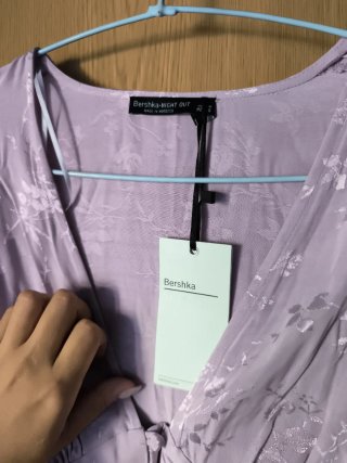 Vestido lila midi Bershka botones S