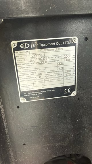 Carretilla elevadora EP 2000kg Litio matriculada