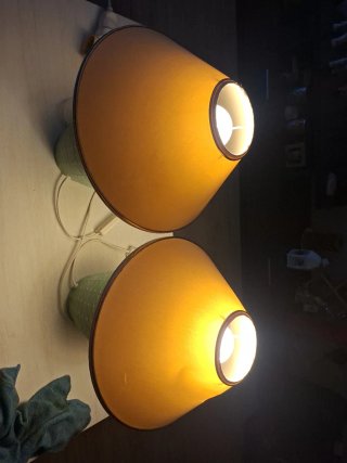 Lámparas de cerámica verdes con bombillas alexa