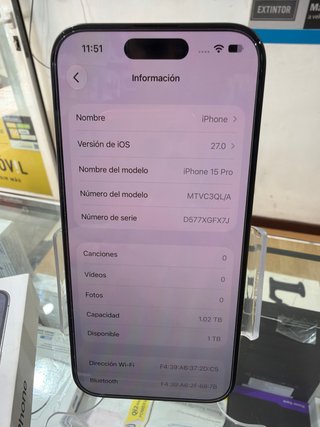 iPhone 15 Pro 1TB Negro batería 100%