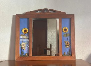 Espejo Madera Rústico Girasoles