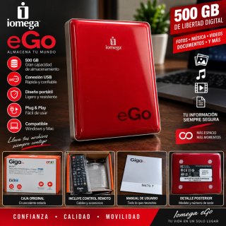Disco Duro Externo Iomega eGo 500 GB Rojo