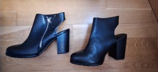 Botines abiertos negros tacón