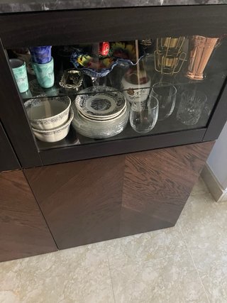 Armario Vitrina Almacenamiento Madera y Cristal