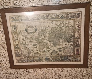 Cuadro Antiguo Mapa Mundi Vintage