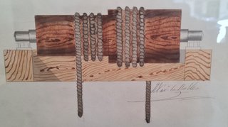 Acuarela antigua Torno diferencial XIX