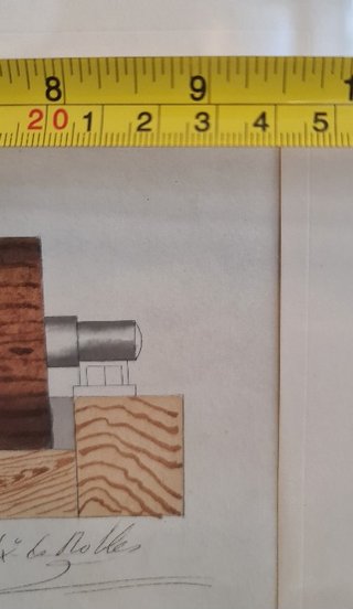 Acuarela antigua Torno diferencial XIX