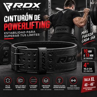 Cinturón RDX Powerlifting Cuero XL 10mm 13mm