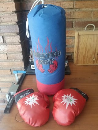 Set de boxeo infantil. -Saco. - Guantes.